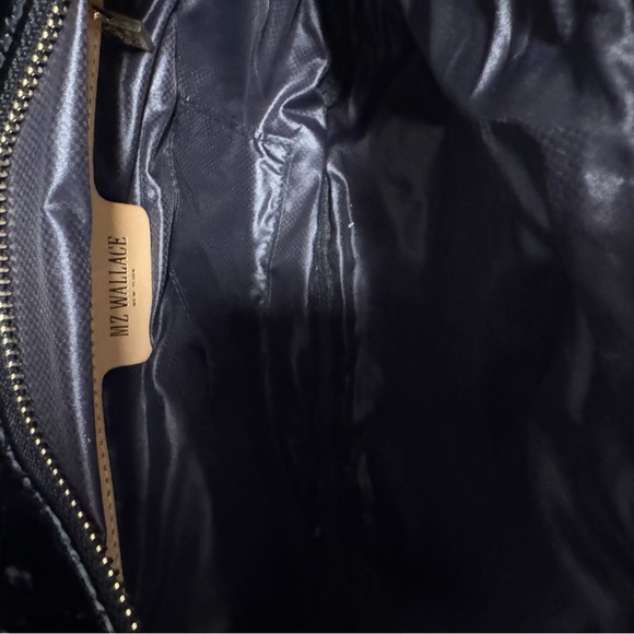 MZ Wallace Black Laquer Quilted Crosby Crossbody Sling  Bag Gold Accent - Picture 11 of 12